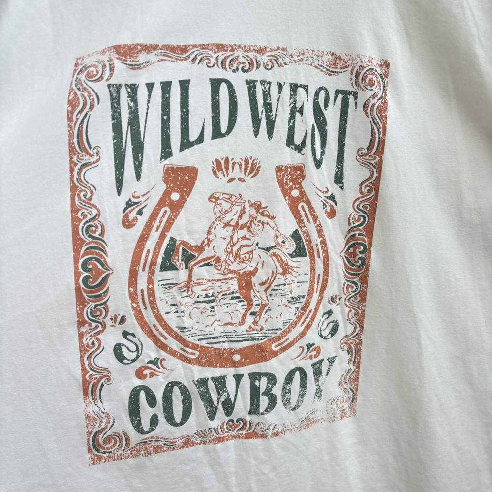 Bohme Wild West Cowboy Tee - White and Brown - Picture 3 of 5